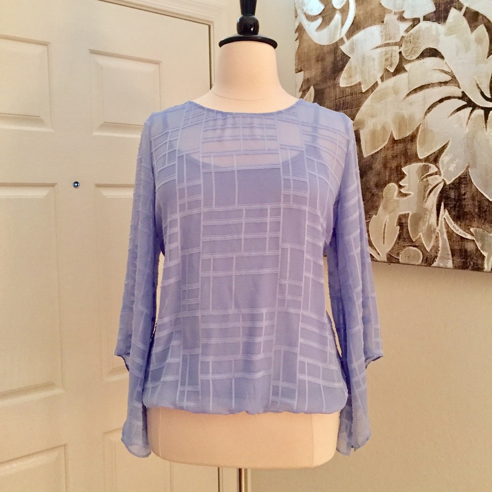 Alfani Periwinkle / Light Blue Angel Sleeve Top